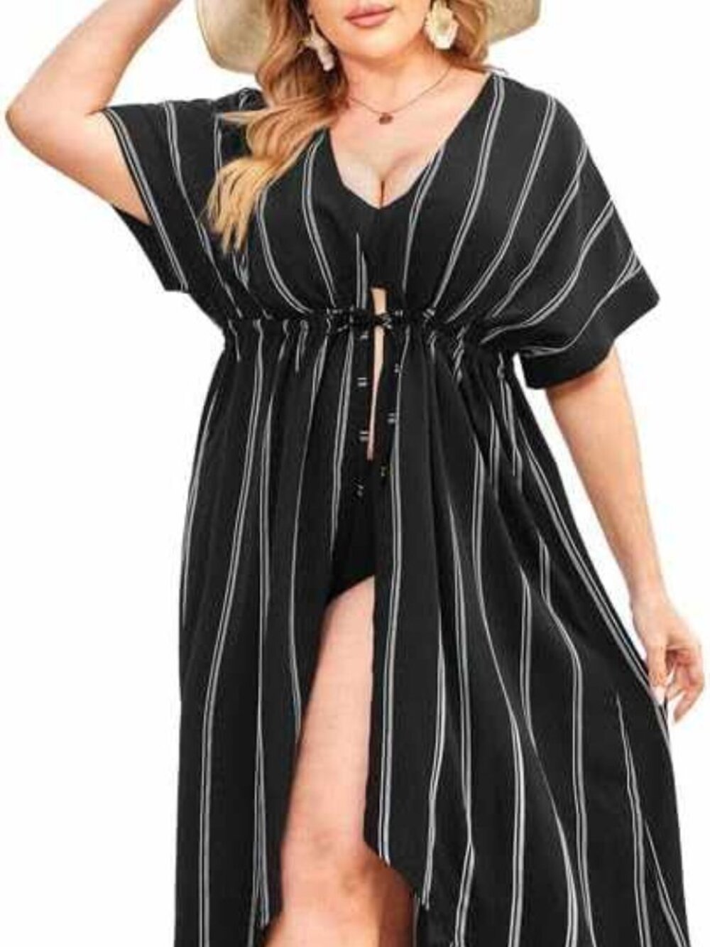 Long Cover up Stripe Bikini Coverups N2521